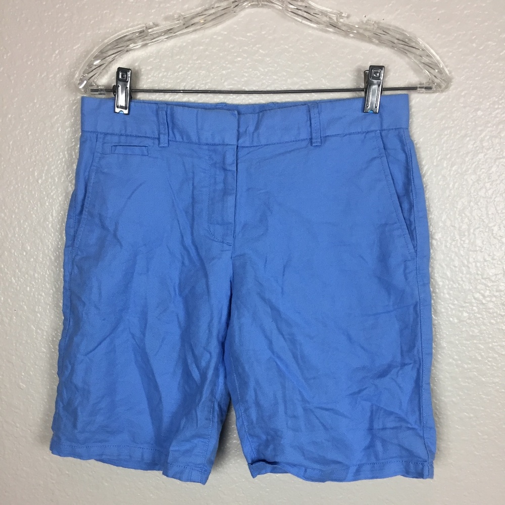 Gap Women Blue Roll-Up Linen Khakis